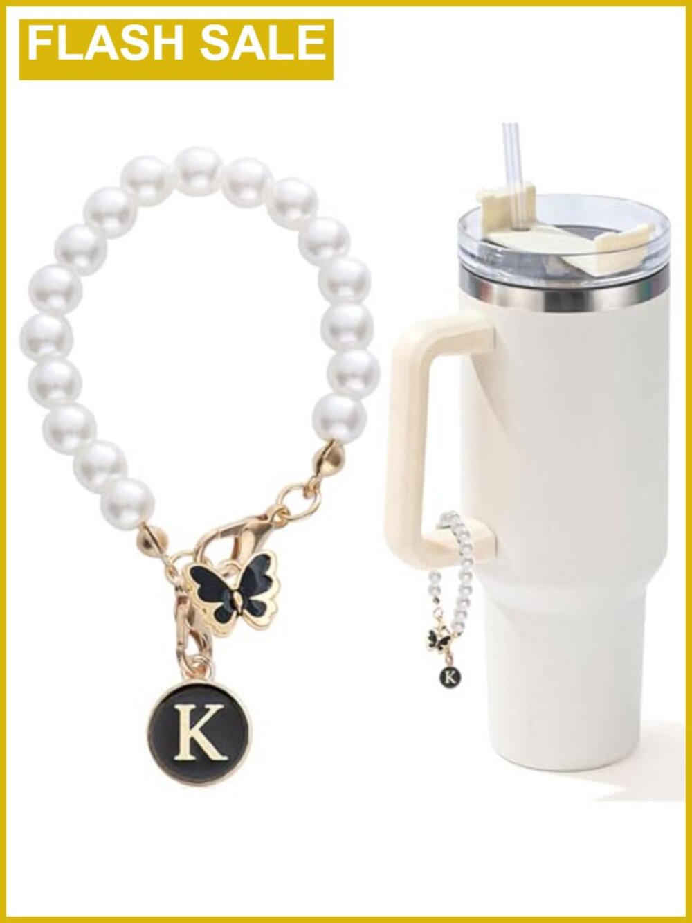 Pearl Letter Charm for Stanley Cup Water Bottle Tumbler Decor
